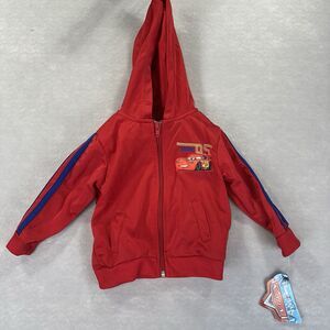 NWT Vintage 2000s Disney Cars 18M Lightning McQueen Hooded Track Jacket‎  New